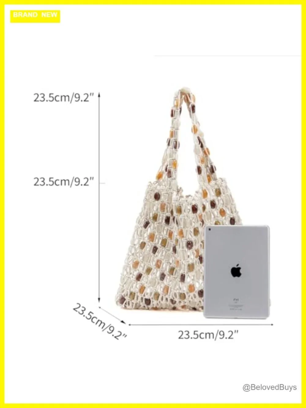 Handcrafted Crochet Shoulder Bag with Beaded Hobo Tote